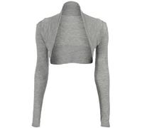 P&R DANCEWEAR LTD Women's Plain Bolero - Ruched Long Sleeve, Open Front, Cropped Cardigan Jacket | Stylish Look(12-14, Light Grey)