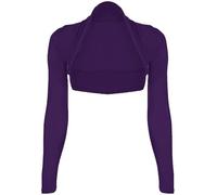 P&R DANCEWEAR LTD Women's Plain Bolero - Ruched Long Sleeve, Open Front, Cropped Cardigan Jacket | Stylish Look(12-14, Purple)