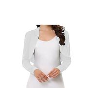 P&R DANCEWEAR LTD Women's Plain Bolero - Ruched Long Sleeve, Open Front, Cropped Cardigan Jacket | Stylish Look(12-14, White)