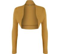 P&R DANCEWEAR LTD Women's Plain Bolero - Ruched Long Sleeve, Open Front, Cropped Cardigan Jacket | Stylish Look(8-10, Mustard)
