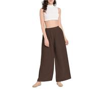 P&R DANCEWEAR LTD Womens Plain Flared Palazzo Trousers Baggy Wide Leg Flared Pants Chocolate 24-26