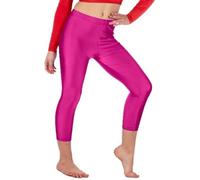 P&R DANCEWEAR LTD Women's Shiny Nylon 3/4 Length Skinny Capri Leggings - Ideal for Dance, Gymnastics, Ballet - Comfortable and Stylish Tight Fit Hot Pink M-L