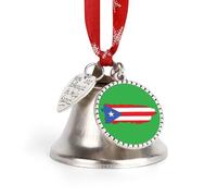 P.R. Flag Island Funny Christmas Bell Ornaments Wing And Heart Christmas Bells with Red Rope for Weddings Parties