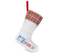 P.R. Island Flag Christmas Stockings Sequin Hanging Decorations Cute Candy Bag for Christmas Tree Holiday Party