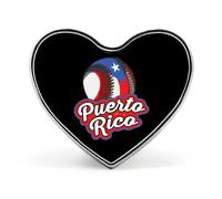 P.R. State Baseball Ball Flag Unisex Novelty Brooches & Pins Heart Metal Lapel Badge for Clothing Shawl Hat