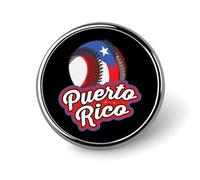 P.R. State Baseball Ball Flag Unisex Novelty Brooches & Pins Round Metal Lapel Badge for Clothing Shawl Hat