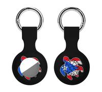 P.R. State Flag Sea Turtle Compatible with Airtag Locator Silicone Protective Case with Keychain 1PCS
