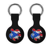 P.R. State Flag Sea Turtle Compatible with Airtag Locator Silicone Protective Case with Keychain 2PCS