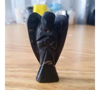 P&R:UK Shungite Crystal Angel 2 Inch | Hand-Carved Healing Gemstone Figurine | Protection & Grounding Energy | Reiki Guardian Angel Statue | Gift Box