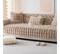P Rabbit Sofa Cover Thick L-Shaped Couch Protector Fur Shield for Living Room Corner Sectional Slipcover Khaki (90 x 70 cm)