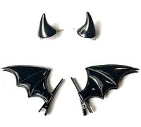 P-Rize Devil Hair Clip, Set of 2, Women's, Devil Wing & Devil's Horn, Halloween Hair Accessories, Costume, V Type, Gothic Mine-type