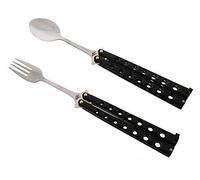 P.S Butterfly Fork and Spoon Set for Hunting, Camping and Hiking Purposes. (Black)