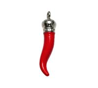 P.S. I Love Italy Italian Red Horn Pendant - Silver Cornicello Lucky Charm, Silver