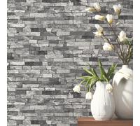 Charcoal Grey Black Textured Brick Effect Wallpaper Realistic Shading Wallpaper