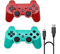 ＲＵＥＩＵＲＩ P-S3 Controller 2 Pack[2025 NEWEST] PS-3 Wireless controller Playstation 3 Controller Wireless Bluetooth Gamepad with USB Charger Cable for PS-3 Console (Red+Green)