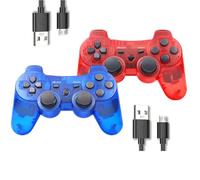 ＲＵＥＩＵＲＩ P-S3 Controller 2 Pack PS-3 Wireless controller Pla-ystation 3 Controller Wireless Bluetooth Gamepad with USB Charger Cable for PS-3 ((Red+Blue))