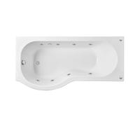 P Shape Whirlpool Shower Bath with 8 Chrome Jets and Leg Set, Left Hand, 1700mm