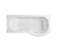 P Shape Whirlpool Shower Bath with 8 Chrome Jets and Leg Set, Right Hand, 1700mm