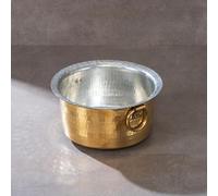 P-TAL Brass Patila for Cooking (3 litres) | 100% Pure Brass Round Heavy Bottom | Tapeli/Patila/Bhagona | Golden Brass Handi