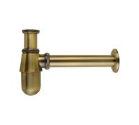 P-Trap Old Style Solid Brass Wall Siphon Bottle Trap with Basin Pop Up Waste Plumbing Tube for Basins(Brushed Bronze)