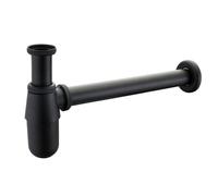 P-Trap Old Style Solid Brass Wall Siphon Bottle Trap with Basin Pop Up Waste Plumbing Tube for Basins(Matt Black)