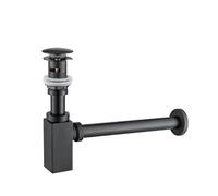 P-Trap Square Bottle Trap Drain Sink Pop Up Siphon Valve for Bathroom Basin Black P-Trap Hose for Home Renovation. (Color : Black Overflow, Size : Other)