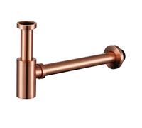 P Type Trap Bottle Trap Round Siphon Antique Brass P-Trap Bathroom Vanity Basin Pipe Waste Kit Hardware for Home(Brushed Rose Gold)