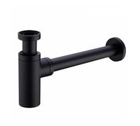 P Type Trap Brushed Drains Set Brass Siphon P-Trap Deodorization Bathroom Vanity Basin Pipe Waste with Pop Up Drainer for Home(Black)