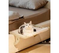 P_urrloft Cat Bedside Hammock,Premium Cats Bed & Window Perch Holds up to 50lbs, One-Step Sliding Clamping Slot Adjustment Cat Hammock,Easy Installation and Removal (White, 1)