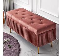 P Velvet Upholstered Bench & Shoe Sto Pouf for Living Room & Entryway High Quali Bedside Table Footrest Ele Blue 60x40x45 cm (24x16x18 in)