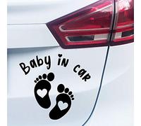 P005 Baby in Car Sticker 15 cm x 14 cm Vinyl Car Sticker (Black)