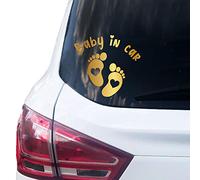 P005 Baby in Car Sticker 15 cm x 14 cm Vinyl Car Sticker (Gold)