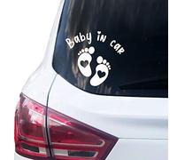 P005 Baby in Car Sticker 15 cm x 14 cm Vinyl Car Sticker (White)