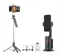 P02 Auto Face Tracking Selfie Phone Holder + F16 Selfie Stick + Lights, No App, Gesture Control, Smart Selfie Stick for Video/Live