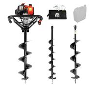P1 56cc Petrol Earth Auger - Post Hole Borer & Ground Drill with 100, 150 & 200mm Bits - Ideal for Fencing, Tree Planting, Soil Drilling & Landscaping
