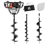 P1 56cc Petrol Earth Auger with Brake System - Post Hole Borer & Ground Drill with 100, 150 & 200mm Bits - Fence Post, Tree Planting & Groundwork Tool