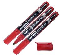 P10 Permanent Marker Pens, Bullet Tip (2.0mm), RED, Pack of 3, Smooth Ink Flow Markers, Write-4-All, Quick Dry, Waterproof Ink, iZOFAX Black Ball Pen