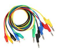 P1044 5 - Pcs 4mm Stackable Banana Plug to Clip Test Lead Set, Multimeter Testing Cable with Color - Coded PVC Wires, 1m Length, 500V/5 for Electrical Measurement