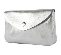 - P11 - Italian leather ladies wallet medium, color: Silver metallic