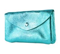 - P11 - Italian leather ladies wallet medium, color: turquoise blue metallic