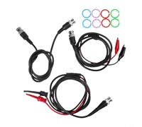 P1260 BNC male to BNC coaxial test leads kit with crocodile clip and test hook for electronics testing, rated 5A 500V, PVC 50ohm coax, BNC male to male connector and extra leads