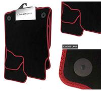 (P17 RC:VEL) 4 Piece Compatible with Seat (2008-2016) Ibiza Vehicle Specific Car Mat Set Black Carpet Red Trim