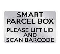 P170 Smart Parcel Box Lift Lid And Scan Barcode Plastic PVC Plaque Sign Card (Metallic Silver - 86x54mm CREDIT CARD SIZE)