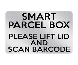 P170 Smart Parcel Box Lift Lid And Scan Barcode Plastic PVC Plaque Sign Card (Metallic Silver - 86x54mm CREDIT CARD SIZE)