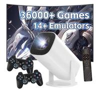 P30 MAX Mini Projector,36000+ Games,14 emulators,2.4G+5G WIFI & Bluetooth Smart Projectors,1280*720P P30MAX projector with wifi and bluetooth and 2 Wireless Controllers,Android 11 (Black controller)