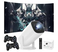 P30 MAX Portable Smart Projector with WIFI and Bluetooth, Game Console with built in 36000+ Game 14 Emulator, 240 Lumen, 1280 * 720P, Android 11 Movie Projector for Outdoor, Home Theater (Black)