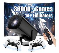 P30 Ultra Mini Projector,36000+ Games,14 emulators,2.4G+5G WIFI & Bluetooth Smart Portable projector,1280 * 720P GAME projectors with 2 Wireless Controllers,Android 11,for Gaming & Camping