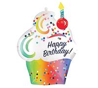P35 Rainbow Cupcake Ombree Supershape Foil Balloon