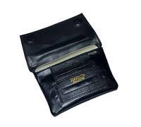 P35522 - Dr Plumb Leather Tobacco Pouch with Magnetic Button Closure, Back Zip, Paper Holder and Rubber Lined Storage