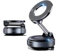 P37 Vacuum Magnetic Car Phone Mount, 96LBS Ultra Suction Cup Holder Compatible with MagSafe iPhone and Android, 360-Degree Adjustable Dashboard Mount with N52 Magnet